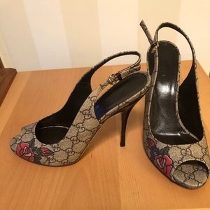 Gucci Slingback Pumps Fiore Ebony Multi